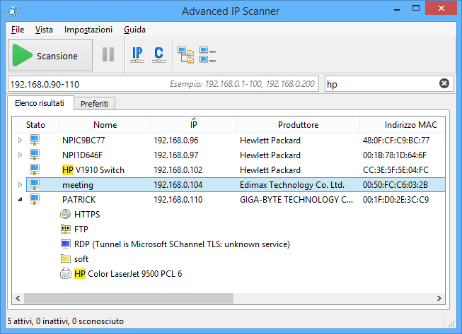 Screenshot di Advanced IP Scanner