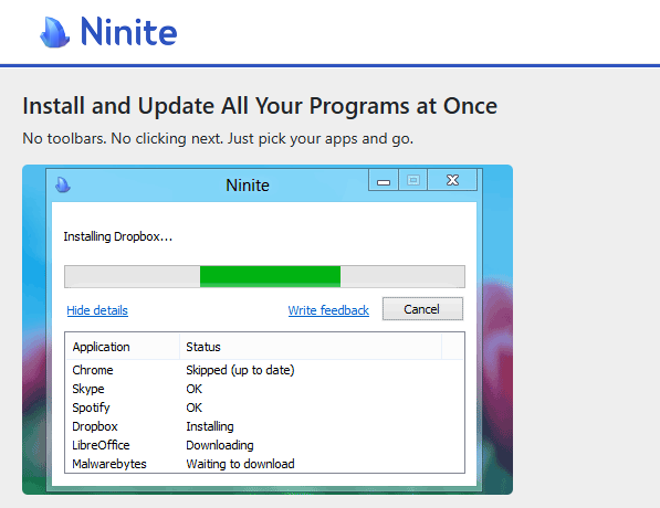 Screenshot di Ninite
