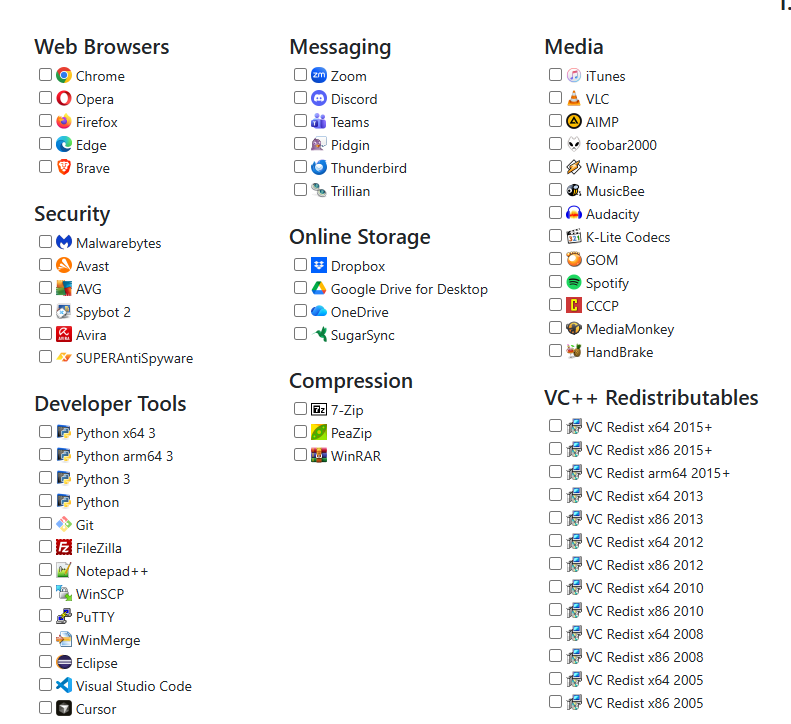 Screenshot di Ninite