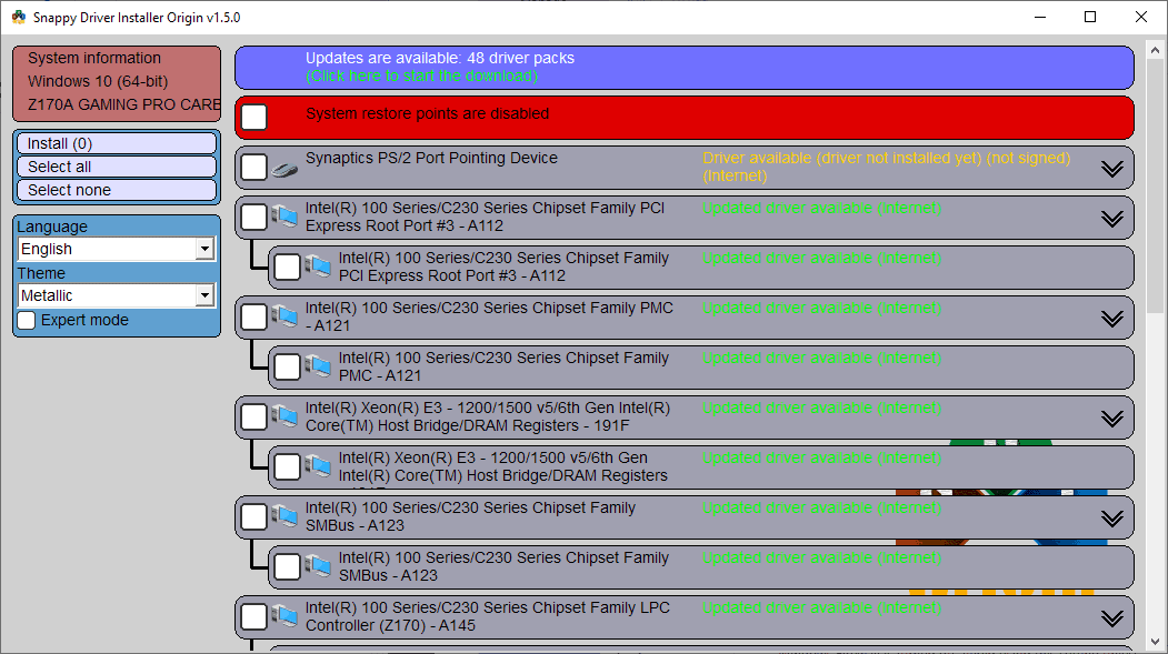 Screenshot di Snappy Driver Installer