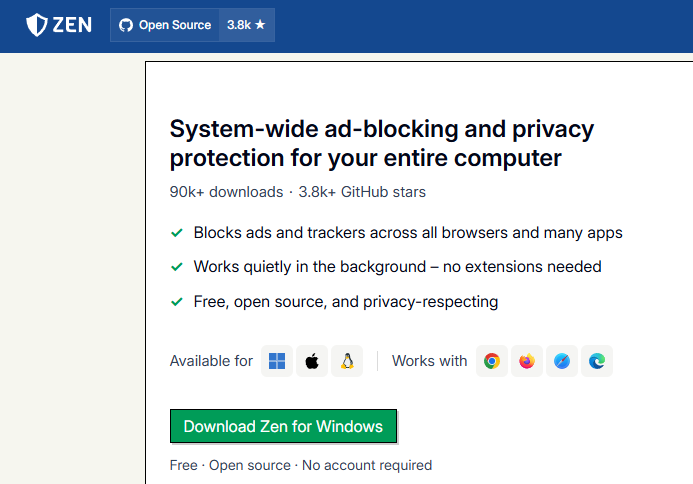 Screenshot di Zen Privacy