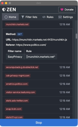 Screenshot di Zen Privacy